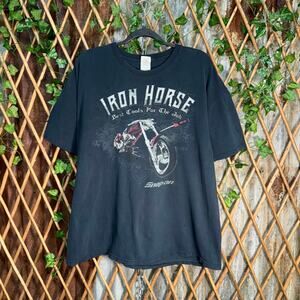 Vintage Y2K iron horse 2000s snap on faded distressed tshirt